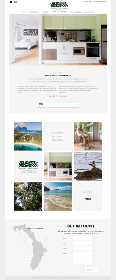 Admiralty Apartments Lord Howe Island - Web Design Case Study