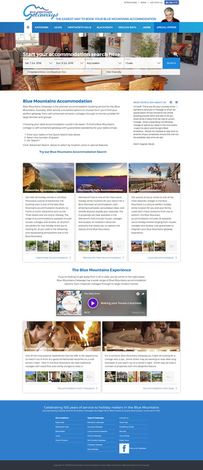 Blue Mountains Getaways - Web Design Case Study