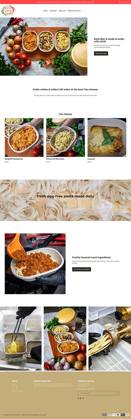 Carmis Pasta Bar - Web Design Case Study